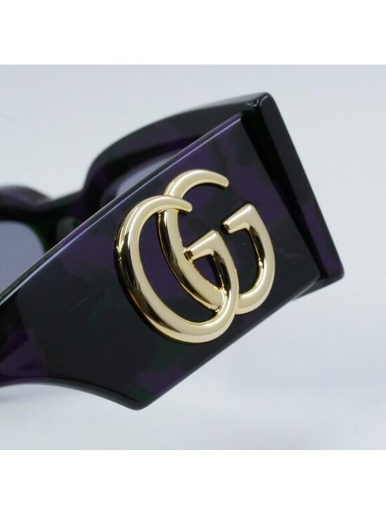 Gucci GG1425S 003 Sunglasses Big Spotted Purple And Green Havana Rectangle Frame main image 9